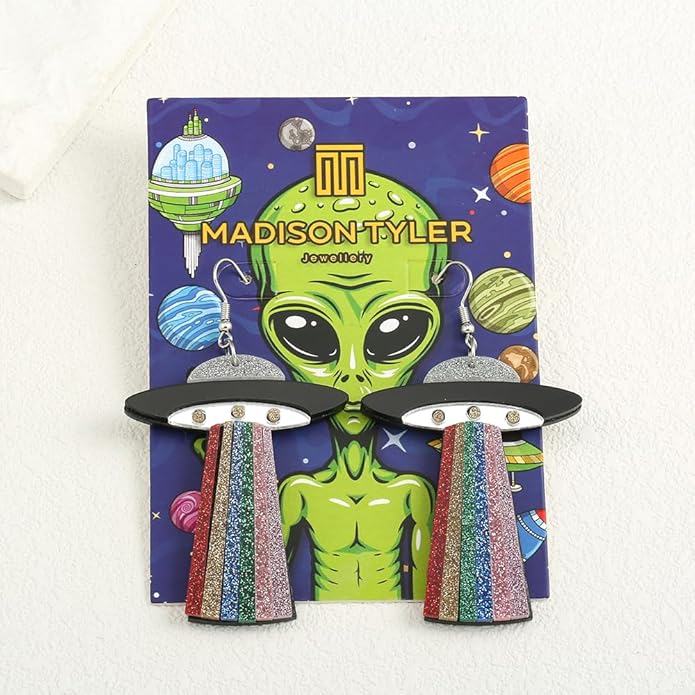 Madison Tyler 80s 90s Earrings for Women | Fun UFO Alien Earrings Space Earrings for Women