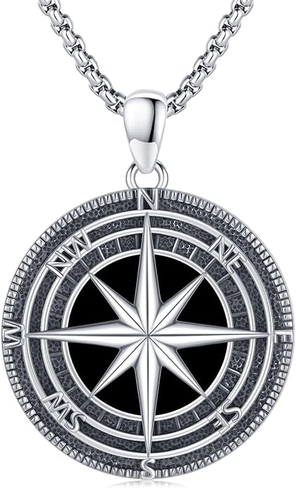 StoryEtain Compass Necklace for Women Men 925 Sterling Silver Travel Pendant Inspirational Graduation Jewelry Gift