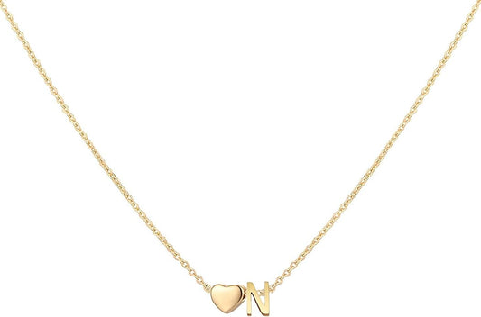 Initial Heart Necklace 18K Gold Plated Stainless Steel Tiny Heart Letter Necklace Personalized Monogram Name Necklace for Women