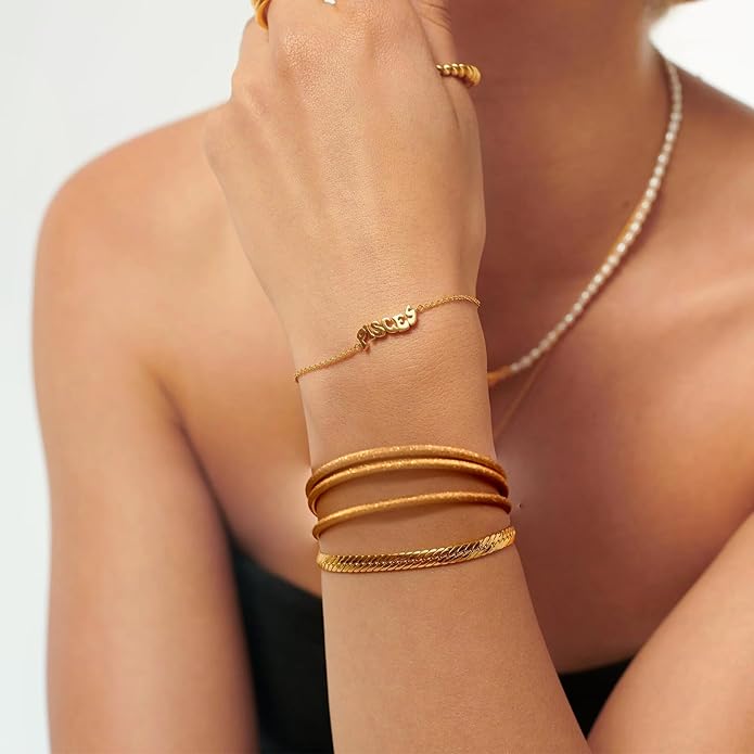 Kainier 3mm 14K Gold Plated Bracelet Stainless Steel Glossy Stackable Thin Round Bangle Bracelet for Women Solid Plain Polished Bracelet Best Gifts for Love