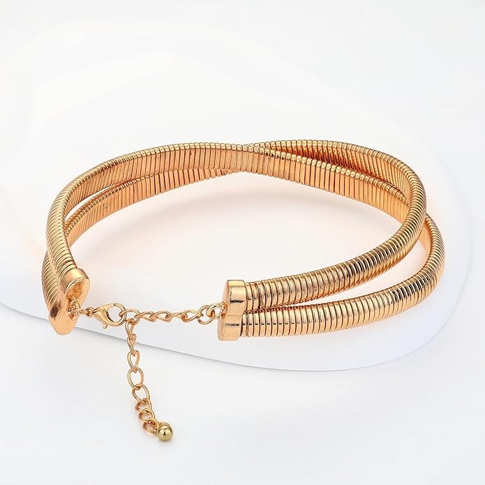 MISS RIGHT Chunky Gold Chain Statement Choker Necklace for Women Trendy, 14K Gold Plated Thick Snake Chain Collar Torque Layered Necklaces Jewelry Gifts