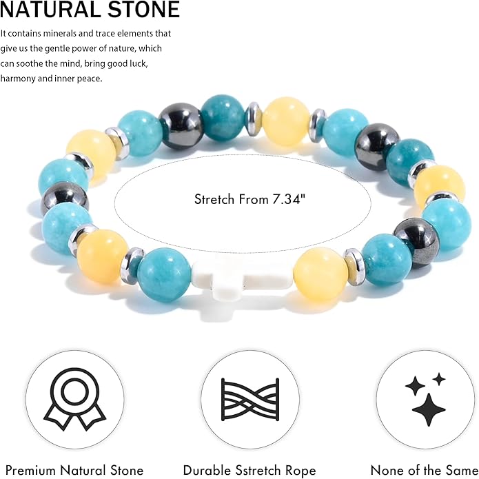 VIBILIA Cross Beaded Bracelets for Women, Inspirational Natural Heart Religious Bracelets for Women, Birthday Christian Gifts for Women on Thanksgiving Christmas Gifts