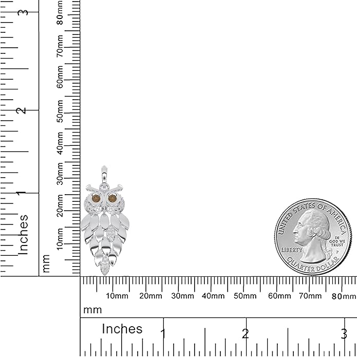 1/6 Cttw Natural Diamond Vintage Owl Pendant Necklace for Women | 925 Sterling Silver with 18" Chain | Fine Jewelry, Gift Box Included