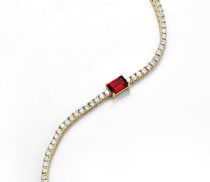 18K White/Yellow Gold Plated Silver Bracelet With Lab Grown Sapphire/Emerald/Ruby Surrounded With Lab Grown Diamond/Moissanite, Bracelet For Women Comes With Gift Box