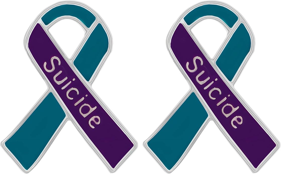 Suicide Awareness and Prevention Pin - Bulk Packs - Variety Pack of Teal & Purple Ribbon Pin Perfect for Support Groups, Gift-Giving and Fundraising