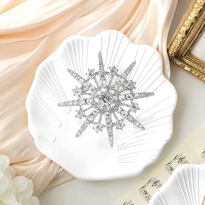 Rhinestone Flower Brooch Pin - Vintage Rose & Sunflower Brooches, Large Crystal Pin for Women, Gold & Pearl Accents, Elegant Christmas Brooch, Fashion Accessories for Hats, Dresses & Bags