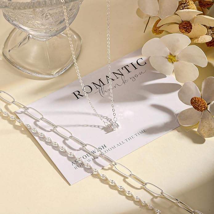 Layered Gold Necklace for Women Trendy 14K Gold Plated Heart CZ Pendant Layered Gold Necklaces Set Coin Choker Necklaces Simple Circle Cubic Zirconia Pearl Necklace Stack Herringbone Paperclip Chain Jewelry Set