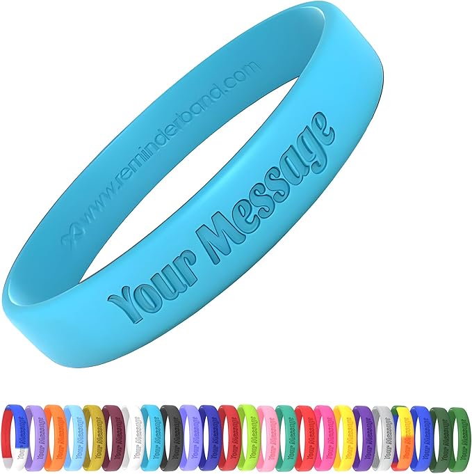 Reminderband Custom Silicone Bracelet – Motivational Wristbands, Bulk Personalized Bands for Events, Awareness, Fundraisers, Gifts – Custom Rubber Bracelets - 1/2" Classic