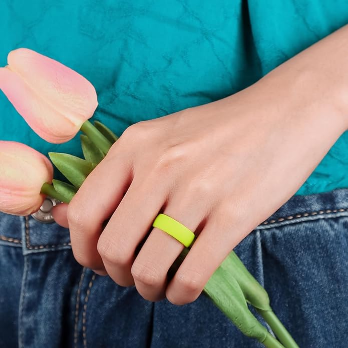 Egnaro Women's Bridal Rings Sets, 6mm Wide, 2mm Thick, Silicone Wedding Rubber Band with Half Size, Inner Arc Ergonomic Breathable Design