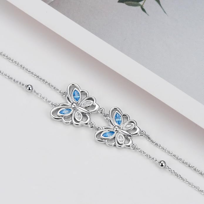 Dorunmo Anklet Bracelets For Women 925 Sterling Silver Birthstone/Infinity/Butterfly/Evil Eye/Turtle/Pineapple/Starfish/Heart Anklets Bracelets Jewelry Gifts for Women