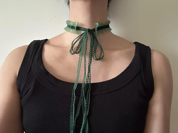 MOMOCAT Lace Choker Necklace for Women Bridal 90s Gothic Tatoo Choker Collar Kawaii Chocker Necklace Flower Ribbon Lolita Accessories
