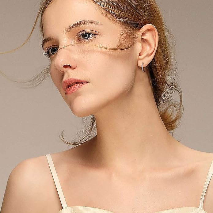 AoedeJ 925 Sterling Silver Hoop Earrings, High Polished Round Tiny Click-Top Hoop Earrings, Small Clasp Hoop Piercing Earrings