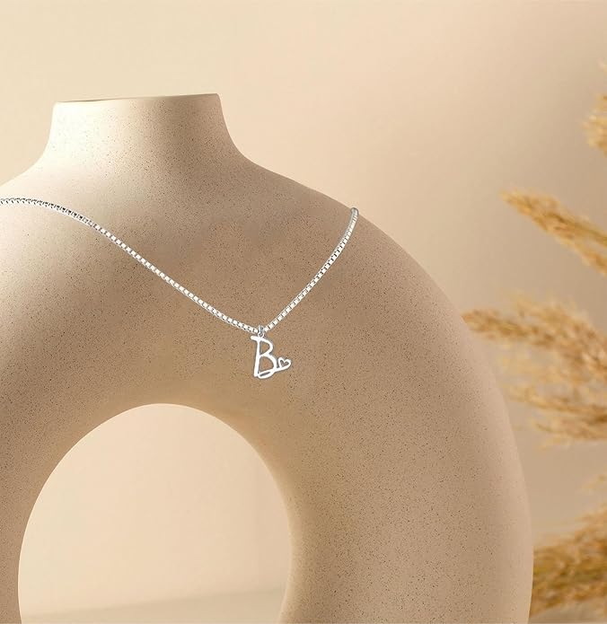 Initial Necklaces for Women Trendy, Dainty Silver Letter Necklace Cute Pendant Choker Name Necklace Personalized Costume Monogram Silver Jewelry Necklace for Women Valentines Gifts