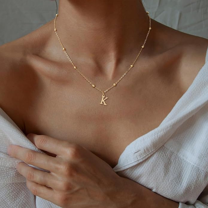 Initial Necklaces for Women, Dainty A-Z Pendant Letter Charm Necklace Personalized Name Necklaces for Women Trendy Jewelry Gift