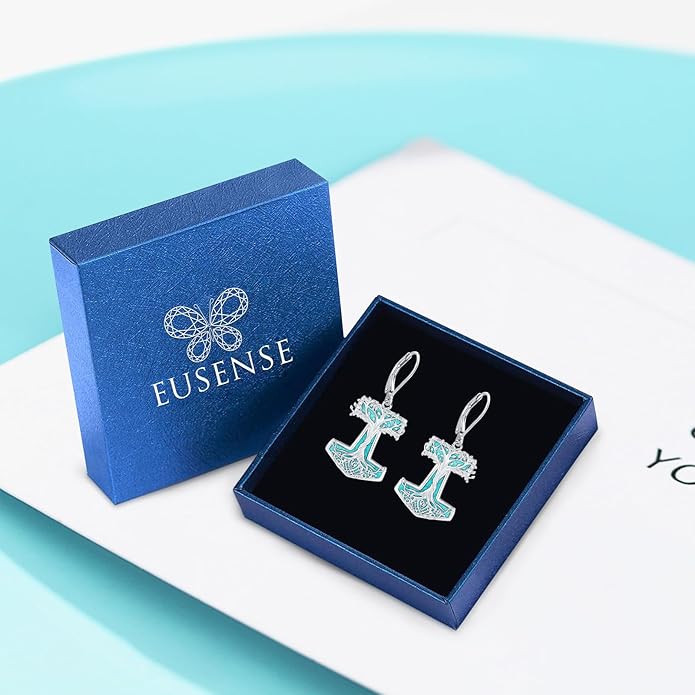 Eusense Sterling Silver Dangle Earrings for Women Tree of Life Animals Moonstone Turquoise Leverback Earrings Jewelry Gifts