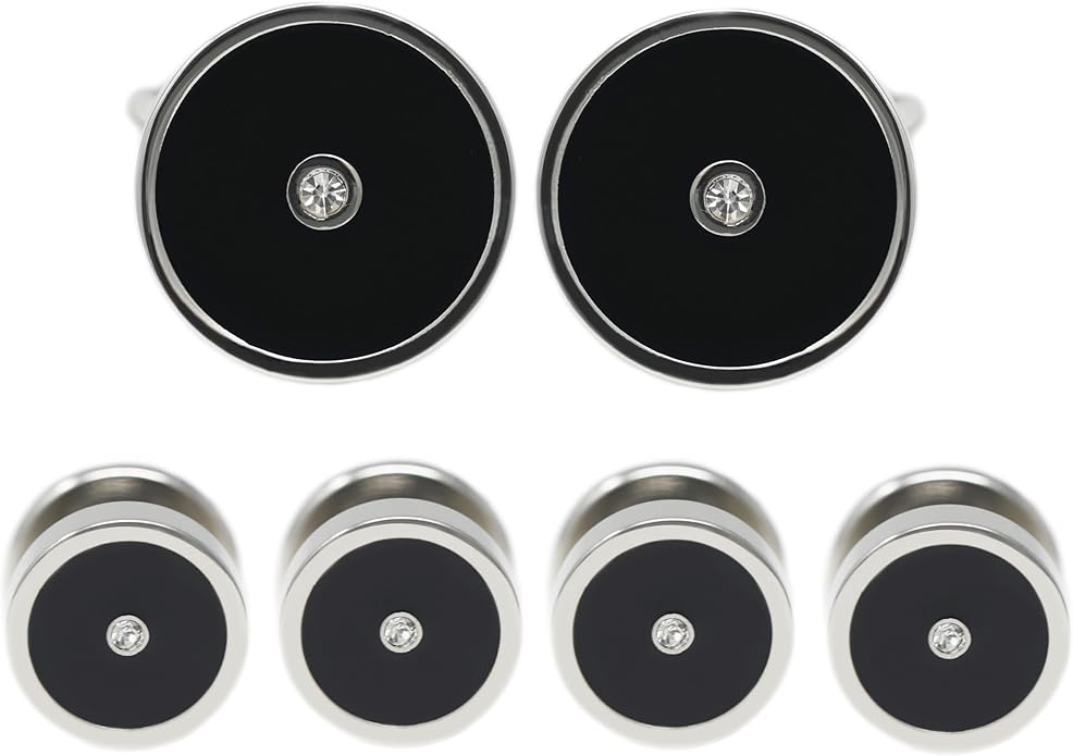 MENDEPOT Men Formal Wear Dress Shirt Cufflinks And Studs Set With Box Wedding Groom Groomsmen Gift
