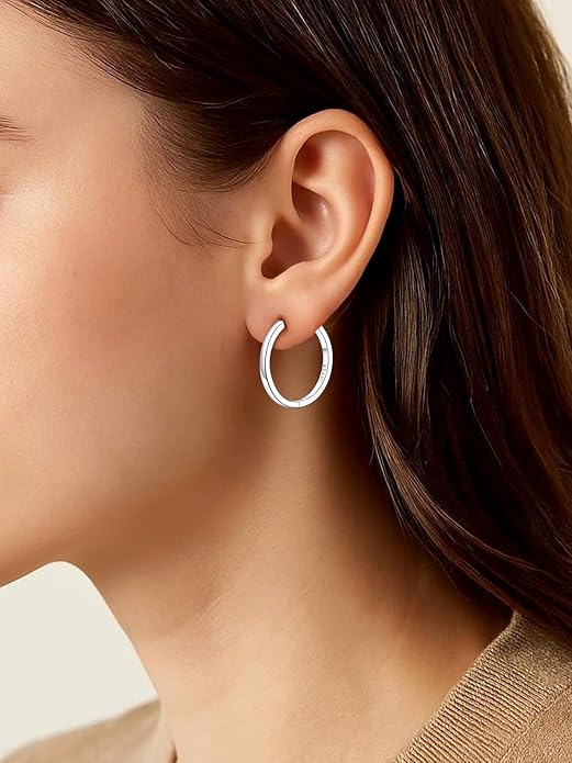 Silvora 925 Sterling Silver Small Hoop Earrings for Women Huggie Earrings Hypoallergenic Cartilage Earrings Tiny Hoops 6mm/8mm/10mm/12mm/14mm/16mm/18mm/20mm