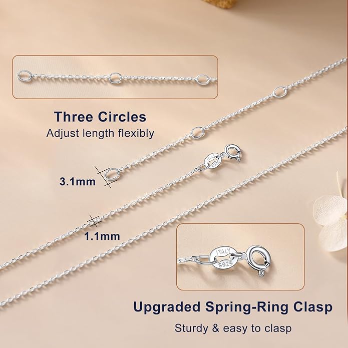 Suplight 925 Sterling Silver Necklace Chain for Women-1.1&1.5mm Chain Necklace 22k Gold Plated/Silver Necklaces for Women Thin & Sturdy-Adjustable Length-Italian Quality 16-24 Inch