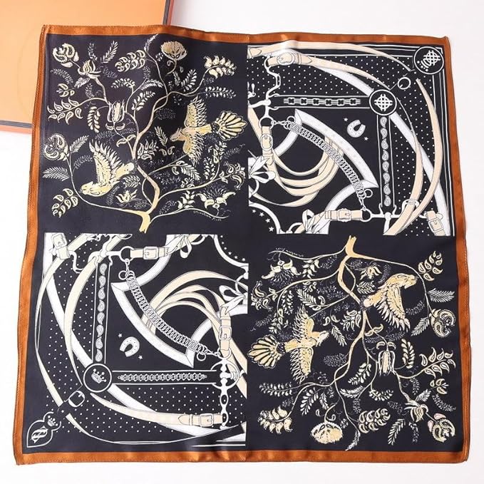 ANDANTINO 100% Mulberry Silk Square Scarf for Hair-25.6" X25.6'' Women Men Natural Silk Neckerchief Digital Printed Headscarf