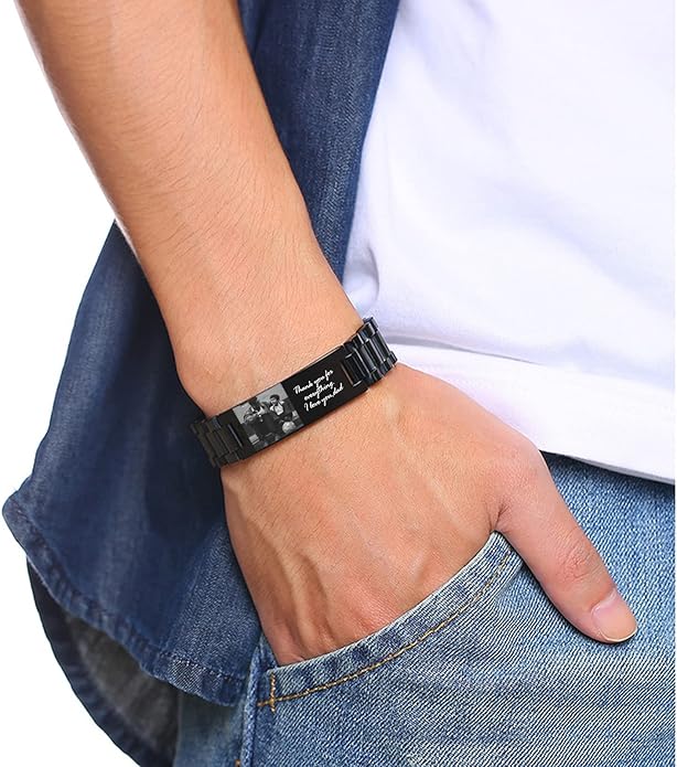 VNOX Masculine Watch Band Stainless Steel Link Bracelet Personalized Jewelry Gift for Men DAD Father Husband Boyfriend