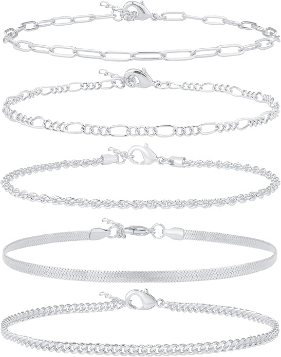 Gold/Silver Plated Anklet Bracelets for Women Waterproof Plus Size Cuban Link Chain Ankle Bracelet for Large Ankle 9-12inch