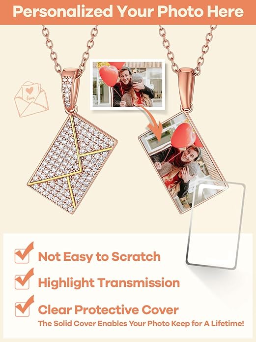 Supcare Locket Necklace That Holds Pictures-Engraved Photo Pendant Custom Jewellery Gifts for Men Women (with Jewellery Gift Box)