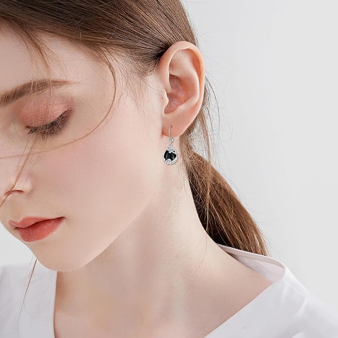 Moonstone Filigree Drop Dangle Teardrop Earrings 925 Sterling Silver Moonstone Leverback Earrings for Women Jewelry Gifts