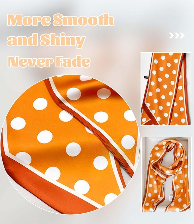 kcctoo 59" Mulberry Silk Like Head Scarf Women's Fashion Square Neck Satin Scarfs for Bag Hair Scarves Gift 59 * 5.9”