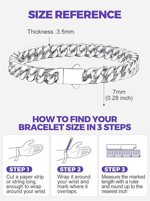 Richsteel 5/7/9/12mm Wide Miami Cuban Link Chain Bracelet for Men Women,Stainless Steel/Gold/Black Plated,7.4/8.2/9 Inch Length,Hip Hop Urban Street-wear Jewelry(Gift Wrapped)
