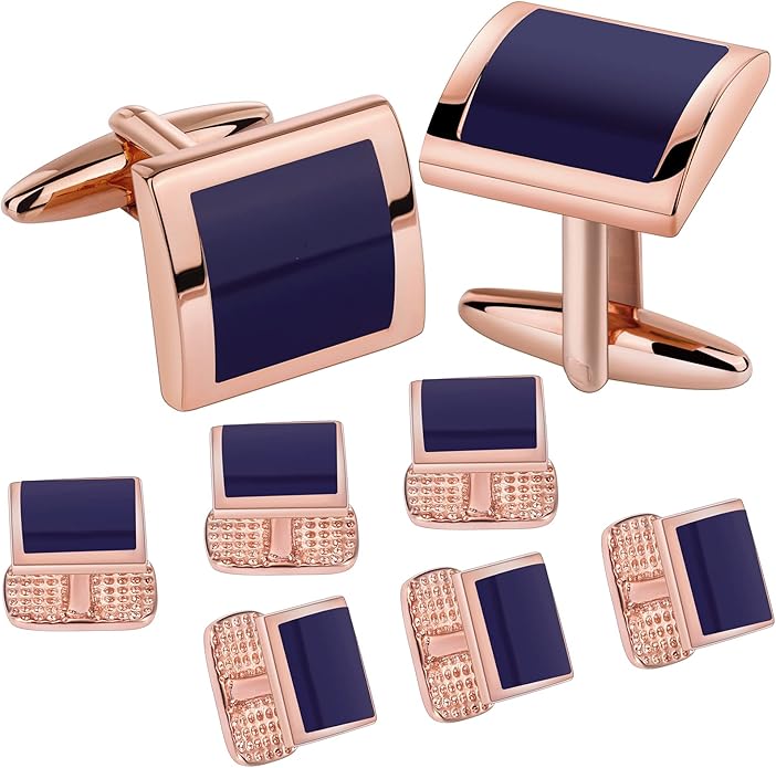 HAWSON Cufflinks and Studs for Men with Gift Box, Gold or Silver Tone Cuff Links, Mens Jewelry or Accessories for Wedding Business Anniversary Birthday