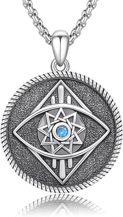 Evil Eye Necklace for Women 925 Sterling Silver, Protection Necklace with Blue Evil Eye Charm, Evil Eye/Lotus Pendant Jewelry, Birthday Christmas Gifts for Her