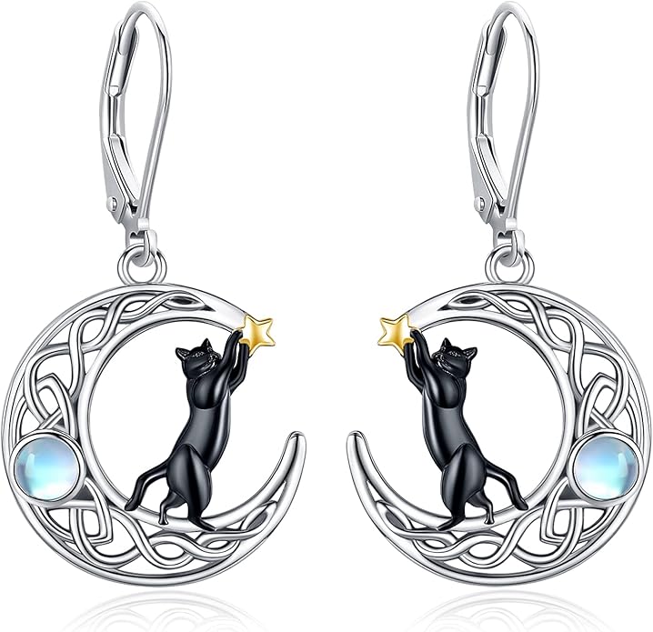 Sterling Silver Tree of Life/Flower/Bee/Animals/Cat/Hummingbird Dangle Earrings Moonstone Turquoise Drop Leverback Earrings Jewelry Gifts
