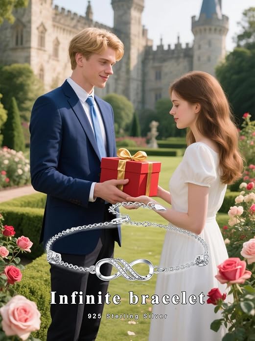 Dorunmo Infinity Bracelet Mom Bracelet 925 Sterling Silver 14K Gold Plated Infinity Heart Anklet for Women Christmas Jewelry Gifts for Wife Mom Daughter