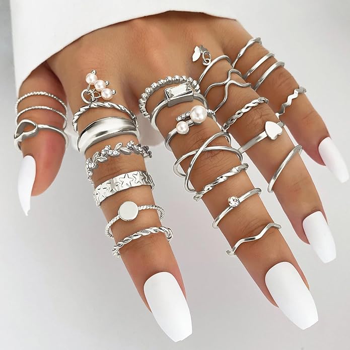 IFKM Gold Knuckle Rings Set For Women Vintage Stackable Joint Finger Midi Rings Dainty Cubic Zirconia Crystal Simple Twist Hollow Cute Rings Pack Jewelry Gift