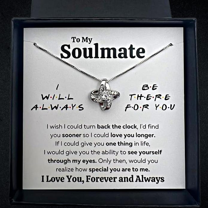 Couples Gifts Necklace To My Soulmate Necklace Birthday Christmas Jewelry Romantic Gifts For My Wife with Message Card Box Personalized Gift Present Pendant for Future Wife Soulmate Girlfriend