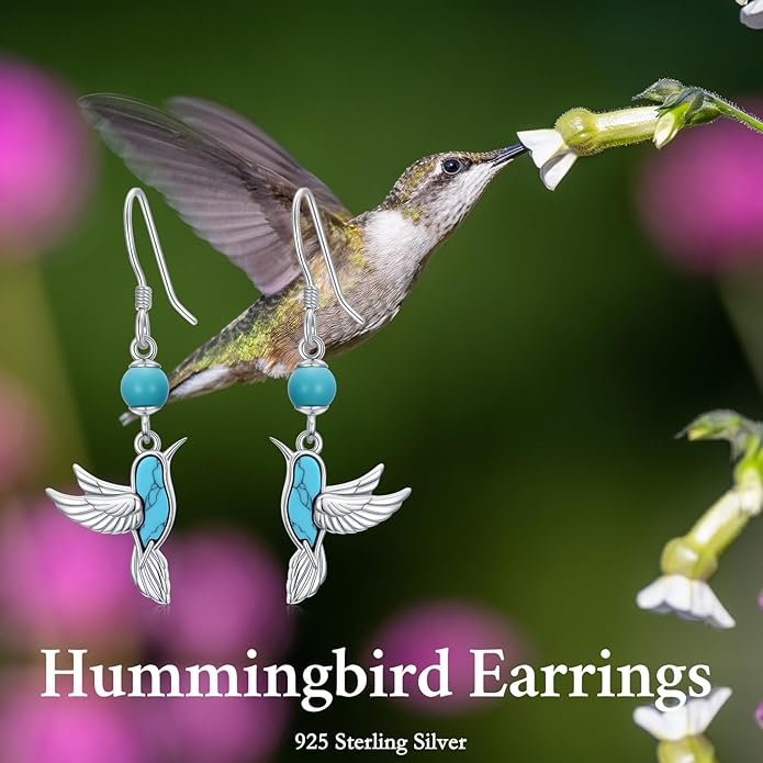 PROESS Turquoise Earrings 925 Sterling Silver Owl/Dragonfly/Butterfly/Hummingbird Earrings Butterfly Jewelry Gifts for Women Christmas Mothers Day