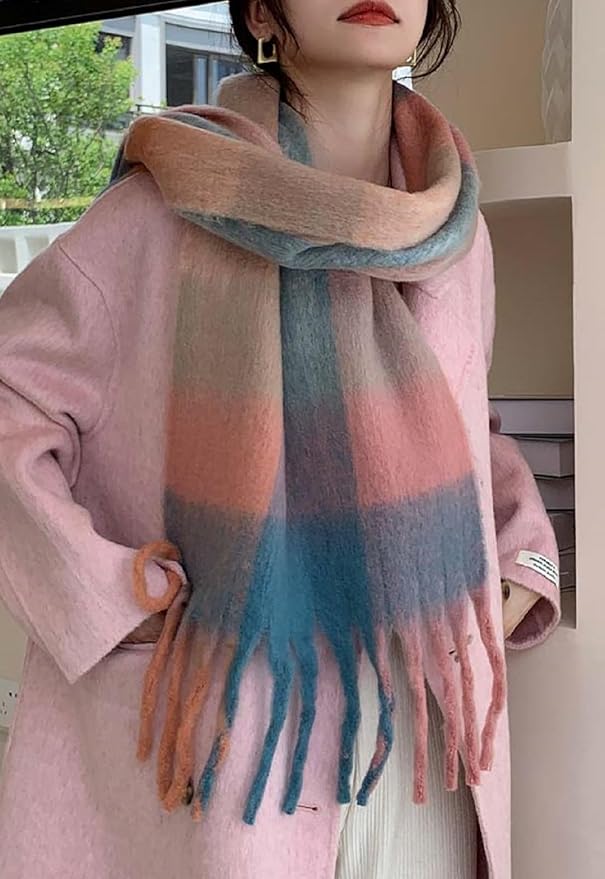 Wander Agio Winter Women Warm Scarf Long Shawl Large Scarves Cold Weather Thick Blanket Scarfs Colorful Plaid