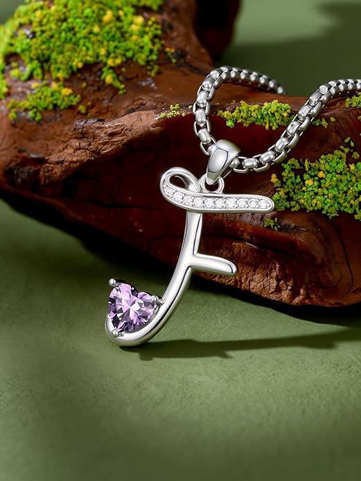 Christmas Gifts for Women Alphabet A to Z Initial Birthstone Pendant Necklaces for Women - 18k White Gold Plated Personalized Name Jewelry Valentine Mothers Day Birthday Gifts for Women Her Girlfriend