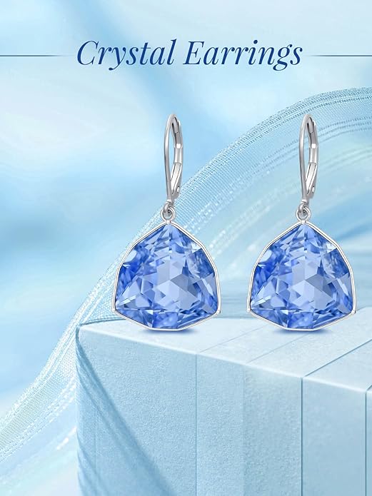 TOUPOP Leverback Earrings for Women Sterling Silver Simple Geometric Birthstone Dangle Drop Earrings Jewelry Christmas Valentine Mothers Day Birthday Gifts for Women Her Wife