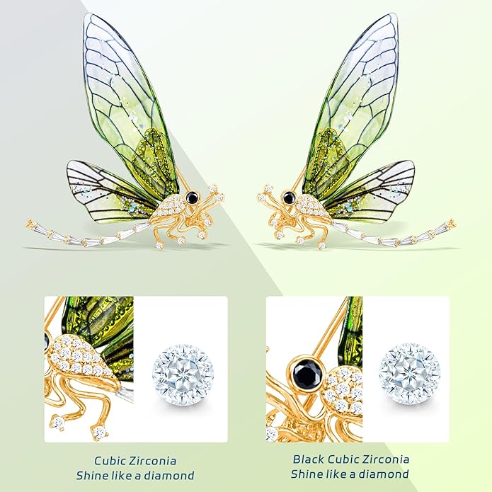 Brooches For Women ，Cubic Zirconia Dragonfly Brooch Pins For Women ，Dragonfly Broach ，Cubic Zirconia Broach