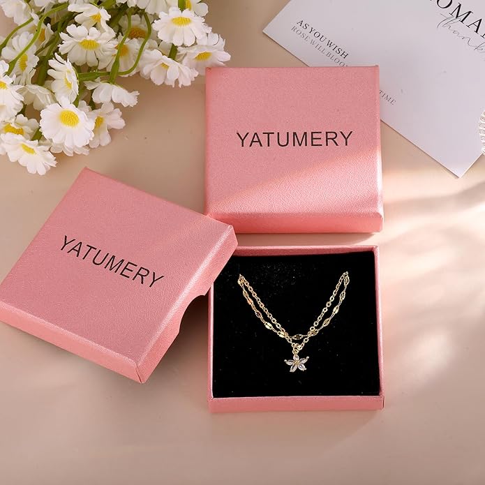 Cubic Zirconia Necklace, Dainty 14k Gold Plated Diamond Necklaces For Women Choker Necklace Simple Gold Plated CZ Jewelry Necklaces for Women Trendy Gifts