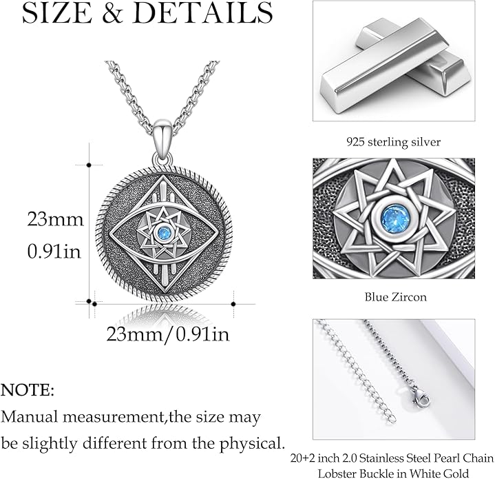 Evil Eye Necklace for Women 925 Sterling Silver, Protection Necklace with Blue Evil Eye Charm, Evil Eye/Lotus Pendant Jewelry, Birthday Christmas Gifts for Her