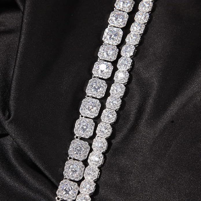 Elegance 14K Gold Square Diamond Moissanite Bracelet, White Gold Bracelet Options, Romantic Engagement Celebration Accessory Gift for Her