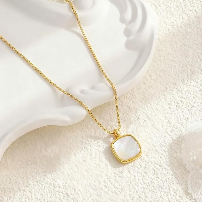 Lume Pick Mother of Pearl & Tiger Eye Copper Gold Plated Necklace,Birthday Gifts for Women, Fashion Jewelry, Minimalist Retro Bohemian Cute Styles