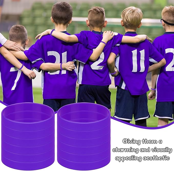 Rubber Silicone Bracelets 50 Count, Sports Elastic Rubber Bulk, Stretch Elastic Sport Unisex Wristbands For Decoration Gift-Purple