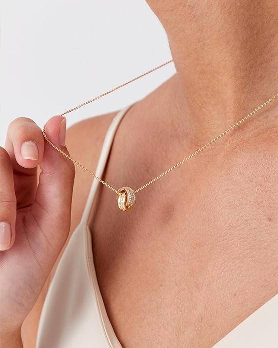 JA.S.JR 14K Gold Plated CZ Minimalist Dainty Pendant Necklace | Gold Necklace for Women | Daily Wear Gold Jewelry