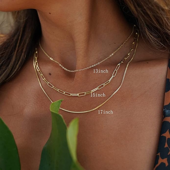 Freekiss Herringbone Necklace for Women,Dainty Gold Necklace,14k Gold Plated Snake,Gold Chain Choker Necklaces,Simple Gold Layered Necklaces,Gold Jewelry Gift for Women
