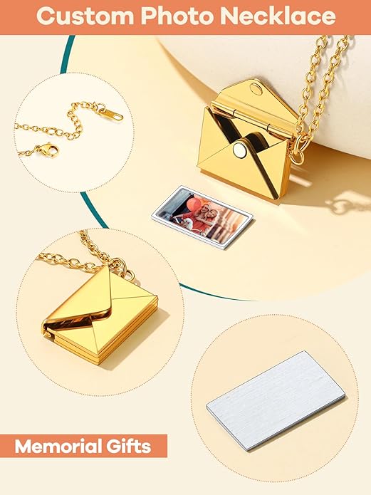 Supcare Locket Necklace That Holds Pictures-Engraved Photo Pendant Custom Jewellery Gifts for Men Women (with Jewellery Gift Box)