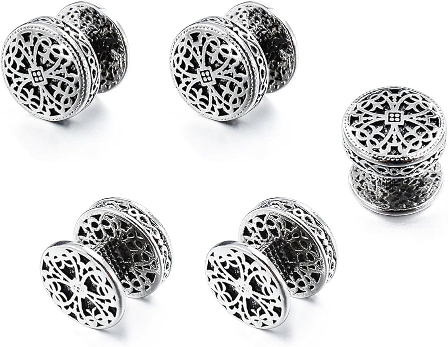 HAWSON Cufflinks and Studs for Men-Fashion Men Vintage Enamel Carbon Fiber Tuxedo Shirt Cufflinks and Studs Set for Regular Wedding Business Accessories