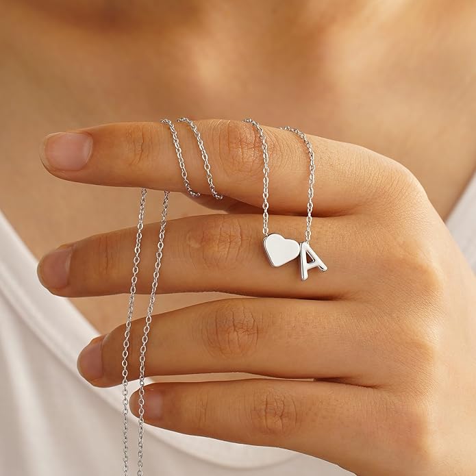 Turandoss Heart Initial Necklaces for Women - Dainty 18K Gold Plated Tiny Heart Initial A-Z Letter Pendant Necklace Birthday Gifts for Teen Girls Jewelry